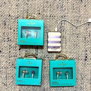 Kate Spade earbuds and iPhone charger